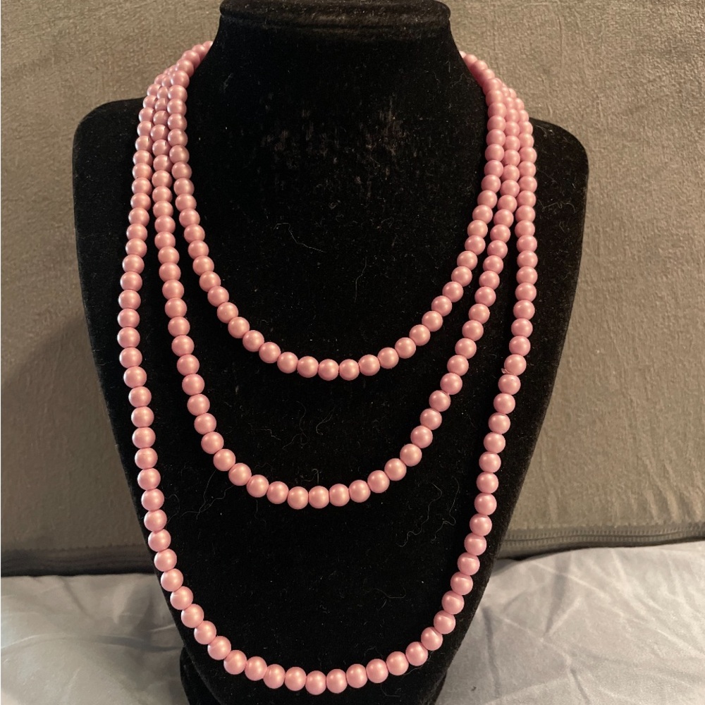 Classic Lavender Pearl Long Stranded Necklace